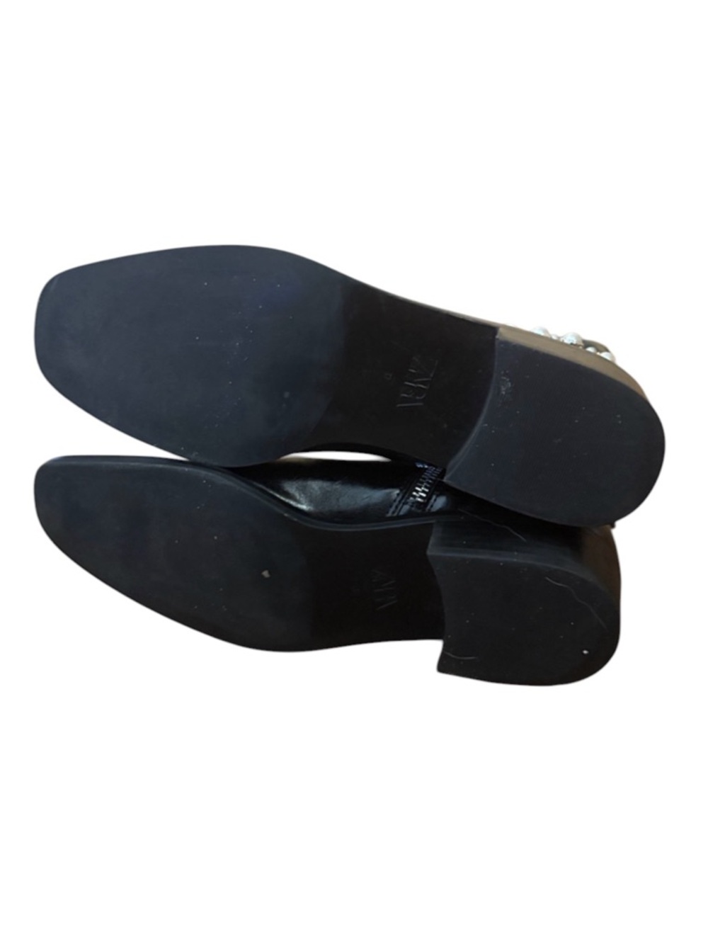 Zara Black Pearl Chain Ankle Boots - Picture 6 of 6